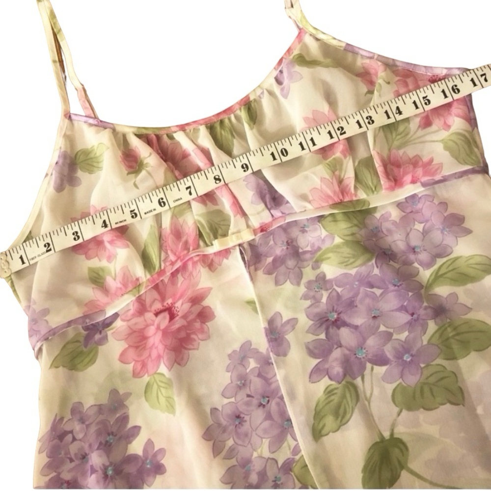 1980’s Open Front‎ Floral Sheer Chemise Summer Camisole Top, Vintage Lingerie, S - Picture 4 of 5